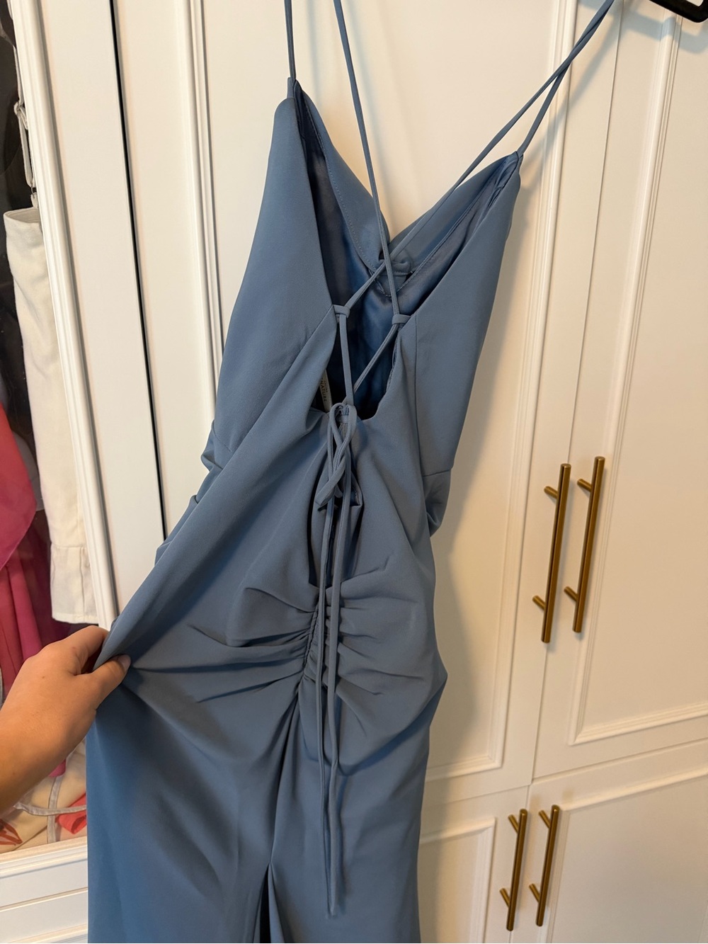 David’s Bridal steel blue bridesmaids dress in size 2 - Picture 5 of 8